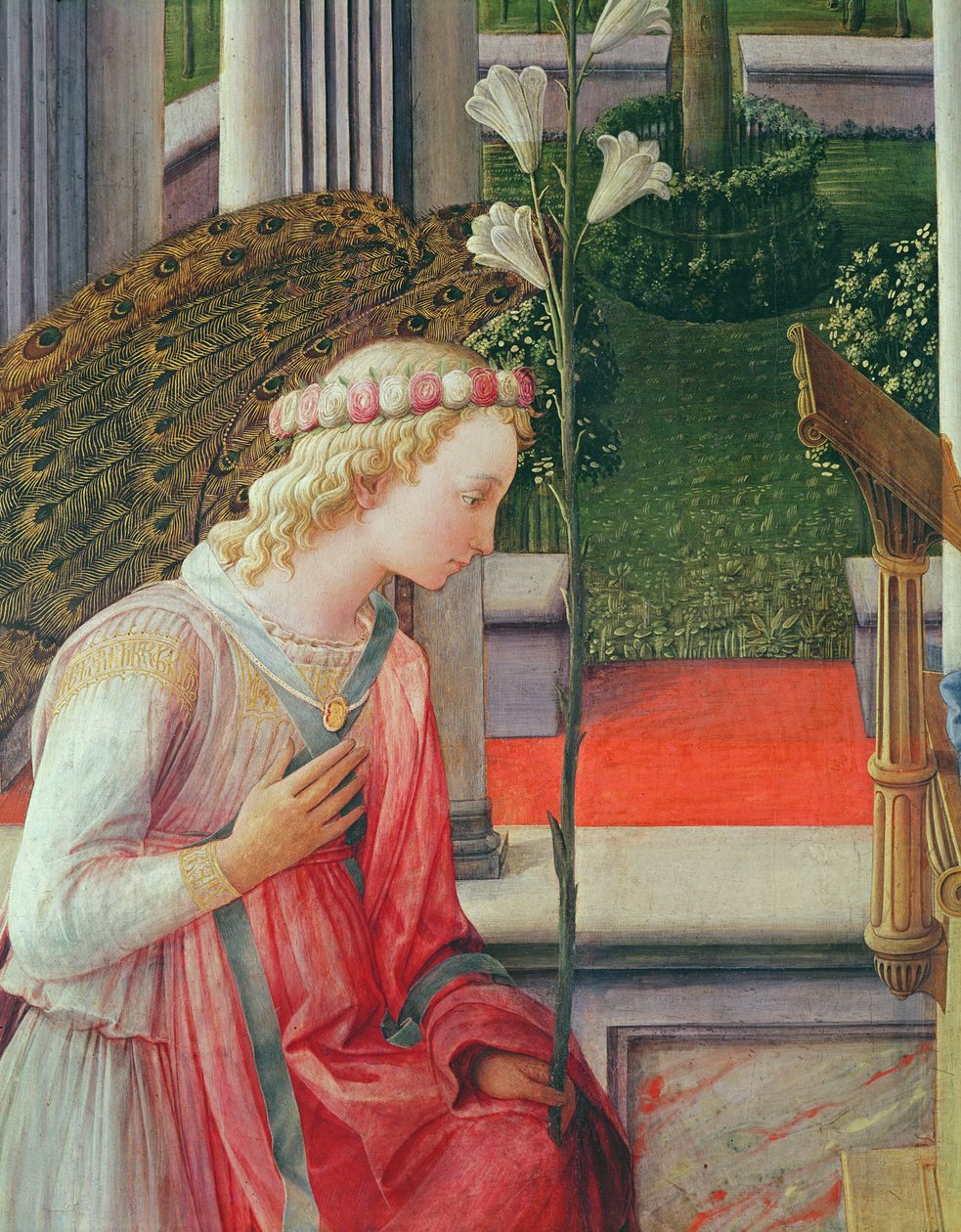 La Anunciación, detalle del Ángel Gabriel (detalle) de Fra Filippo Lippi
