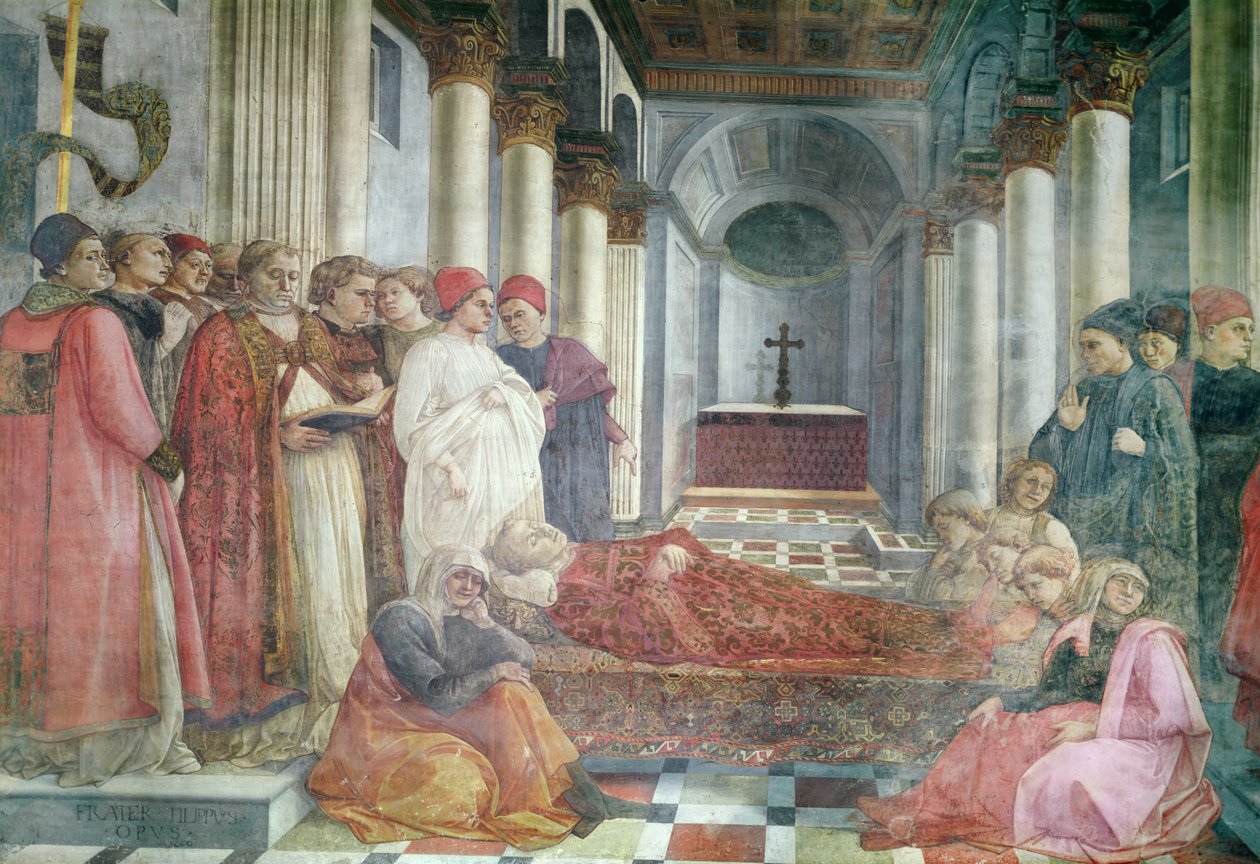 El funeral de San Esteban, detalle del ciclo Las vidas de SS. Esteban y Juan Bautista, de la capilla principal, 1452-65 de Fra Filippo Lippi