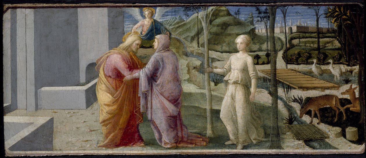 El encuentro de Joaquín y Ana en la Puerta Dorada, siglo XV de Fra Filippo Lippi