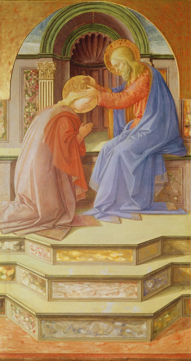 Tríptico que representa la Coronación de la Virgen, panel central: la Coronación de la Virgen, 1441 de Fra Filippo Lippi
