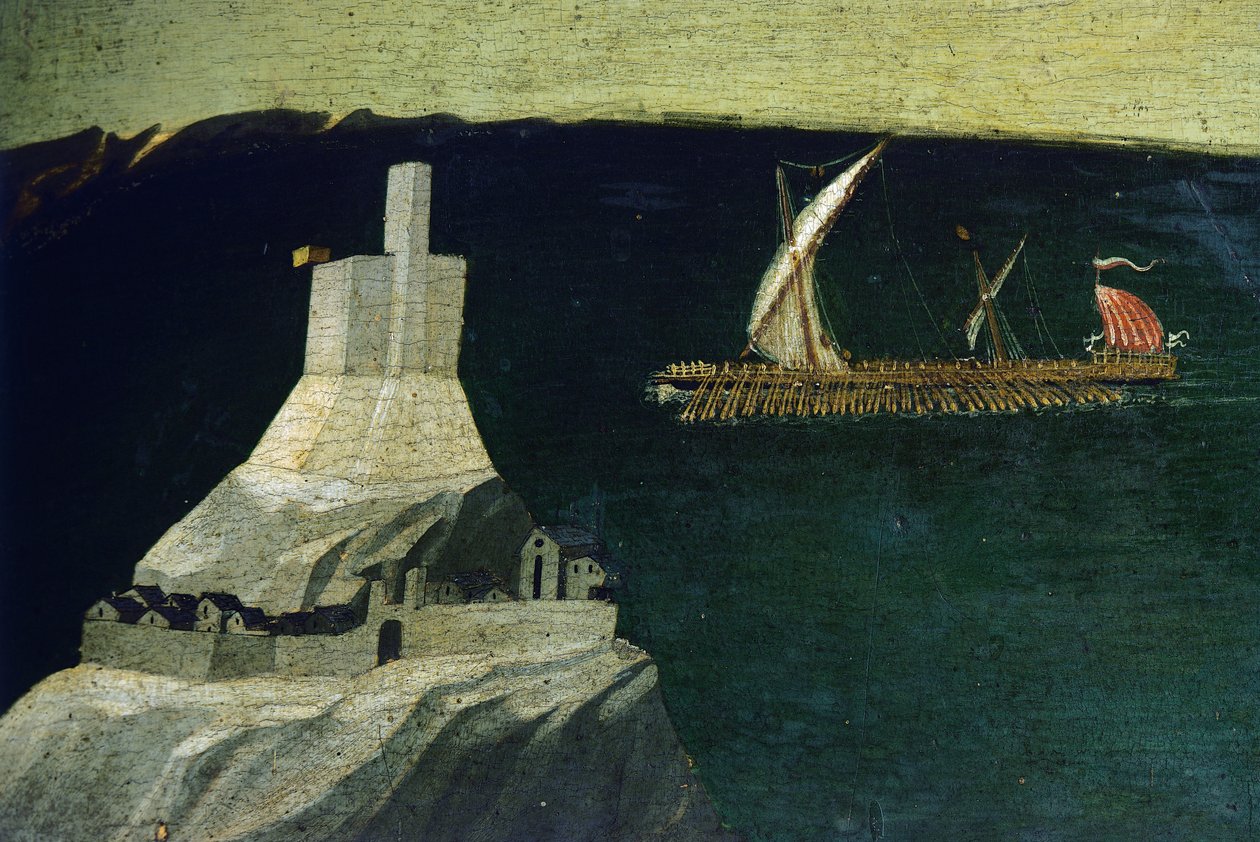 Barco, detalle de la Tebaida, hacia 1418-1420 (temple sobre tabla) de Fra (c.1387 1455) Angelico