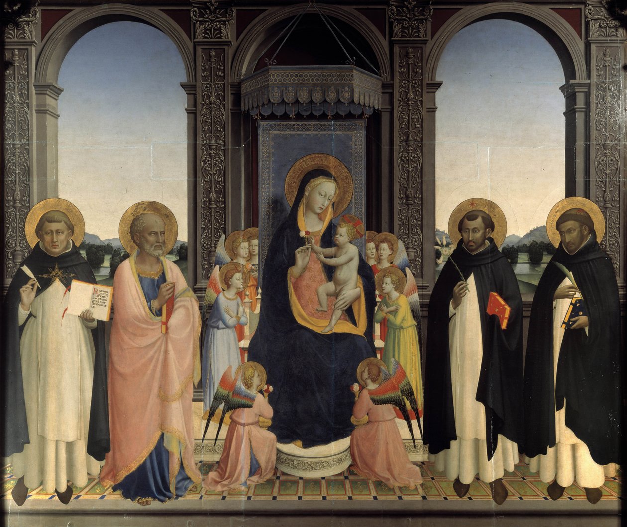 Políptico de Santo Domingo - Santo Tomás de Aquino y San Bernabé, Santo Domingo y San Pedro Mártir de Fra  Angelico