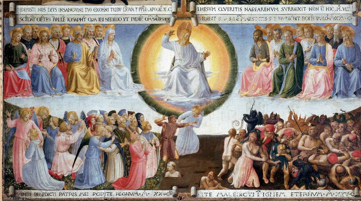 El Juicio Final por Guido di Pietro (o Fra Giovanni da Fiesole) llamado Fra Angelico o il Beato (1400-1455). Pintura para el gabinete de plata. Museo de San Marco, Florencia de Fra  Angelico