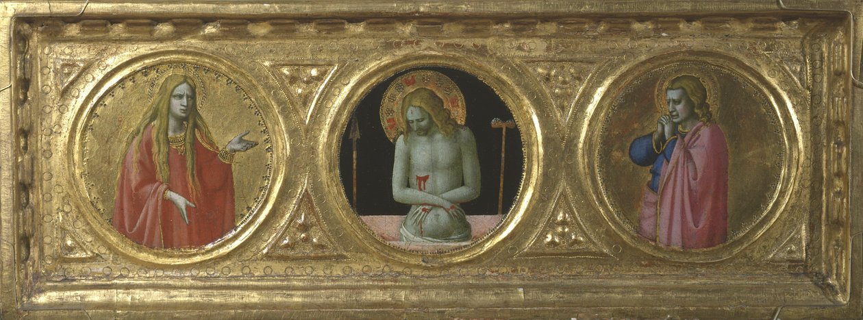 Cristo como Hombre de Dolores flanqueado por Santa María Magdalena y San Juan Evangelista de Fra Angelico