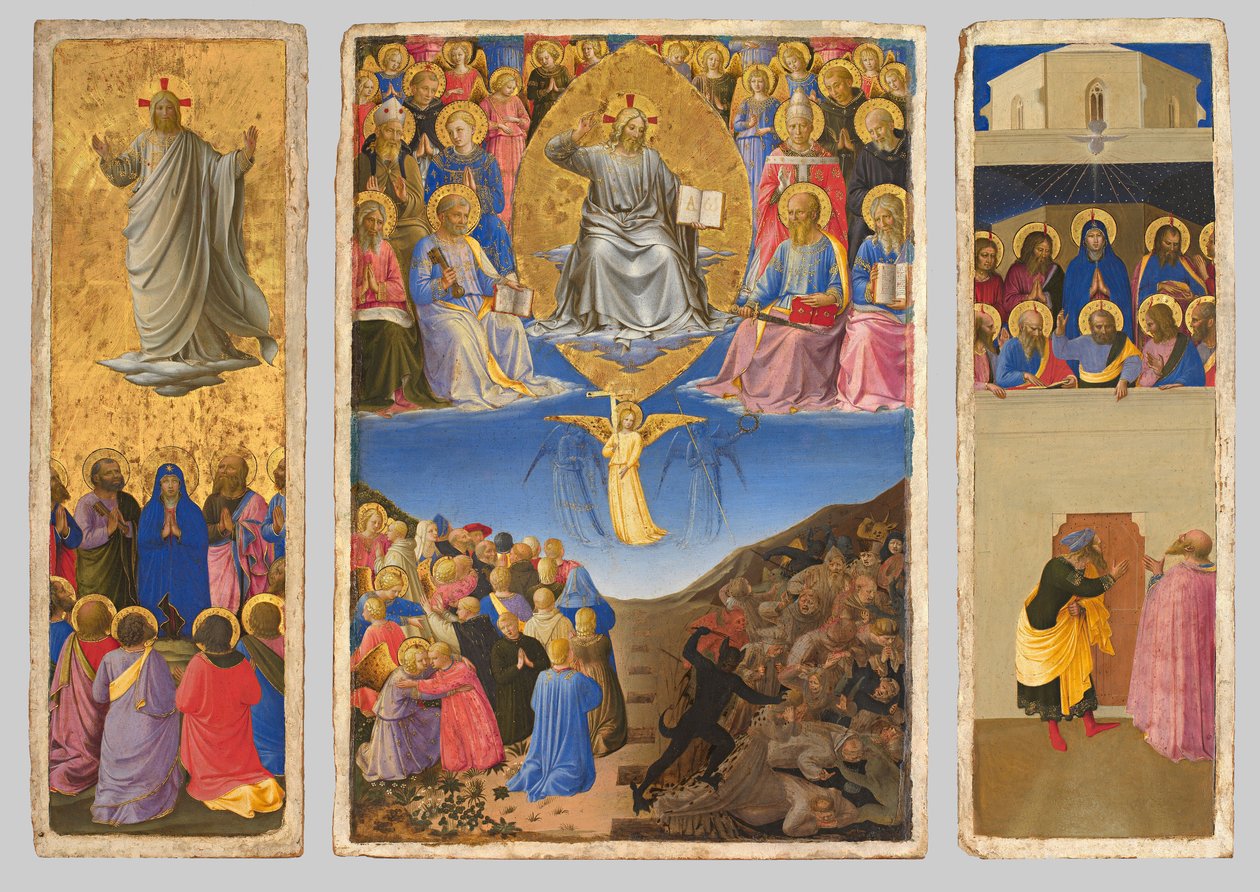 Italiano: Trittico (Ascensione, Giudizio Universale, Pentecoste) Tríptico del Juicio Final, la Ascensión y Pentecostés de Fra Angelico