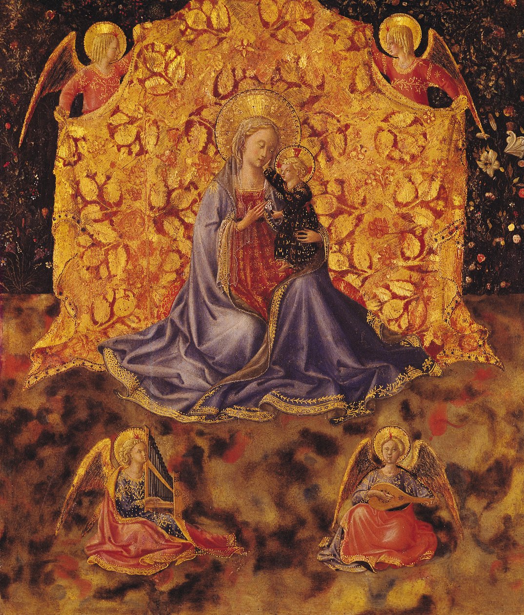 Madonna de la Humildad con el Niño Jesús y Ángeles de Fra Angelico