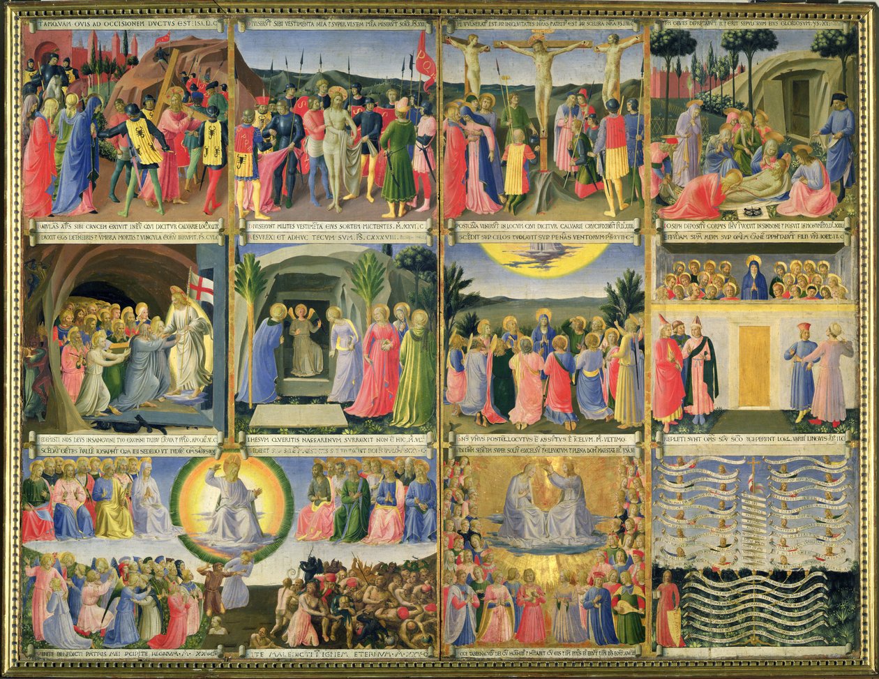 Escenas de la Pasión de Cristo y el Juicio Final, originalmente cajones de un gabinete que almacenaba plata, c.1450-53 (temple sobre tabla) de Fra Angelico