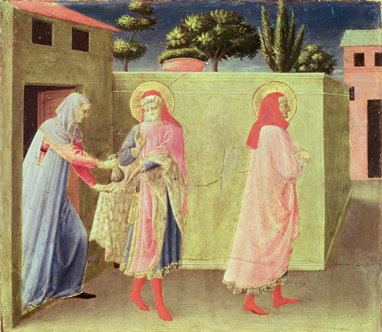 La curación de Palladia por SS. Cosmas y Damián, predela del Retablo de Annalena, 1434 de Fra Angelico