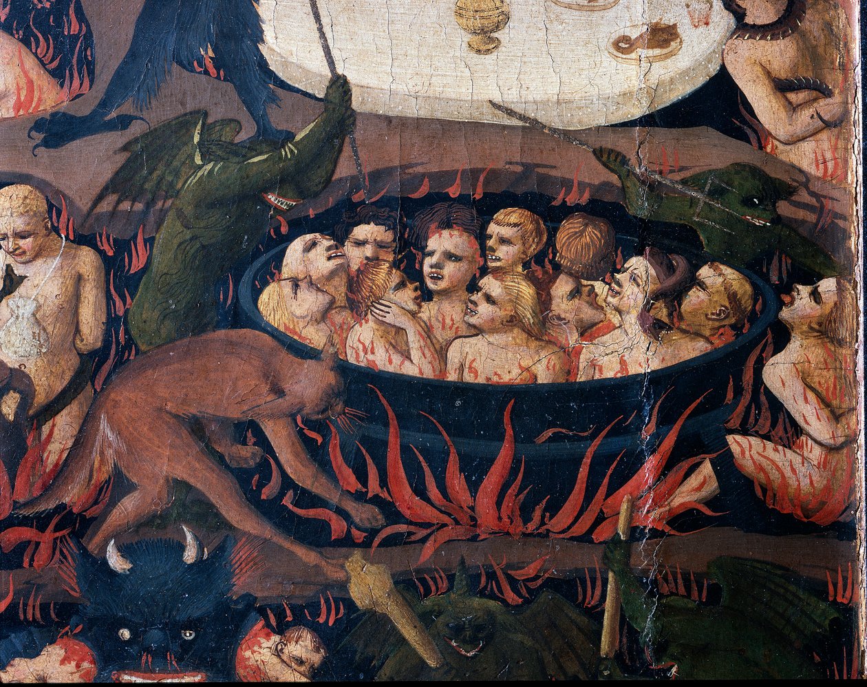 El Juicio Final: Infierno - Las almas de los condenados sometidas a tortura en los círculos del Infierno, 1432-1435 de Fra Angelico