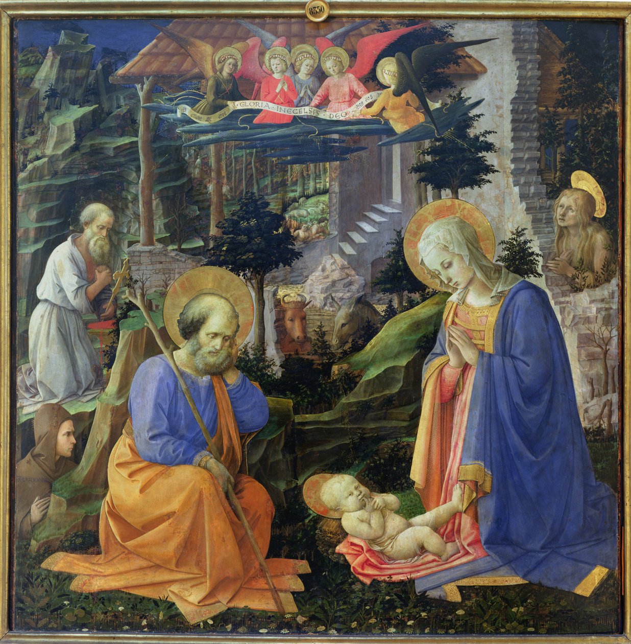 Adoración del Niño con SS. Hilario, Jerónimo, María Magdalena y Ángeles de Fra Filippo Lippi