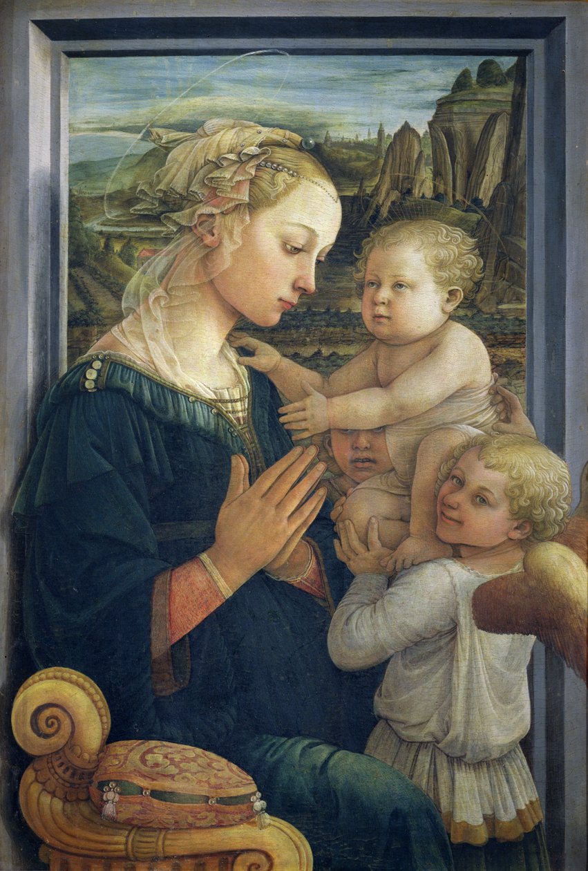 Madonna y el Niño con ángeles, c.1455 de Fra Filippo Lippi