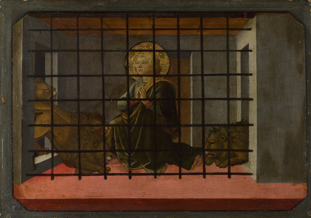 San Mamés en prisión arrojado a los leones (detalle), 1455-1460 de Fra Filippo Lippi