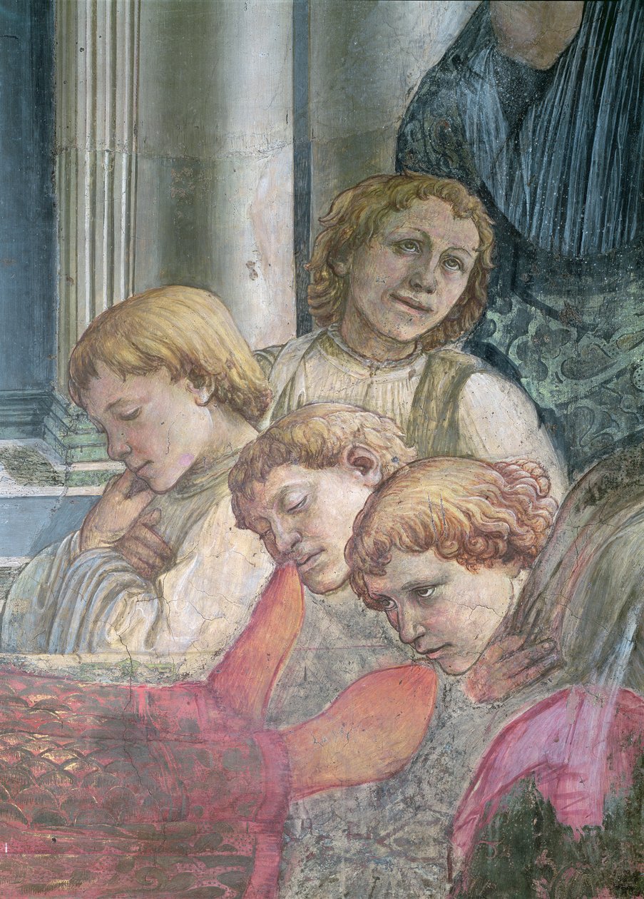 La celebración de las reliquias de San Esteban, detalle de coristas (detalle) de Fra Filippo Lippi