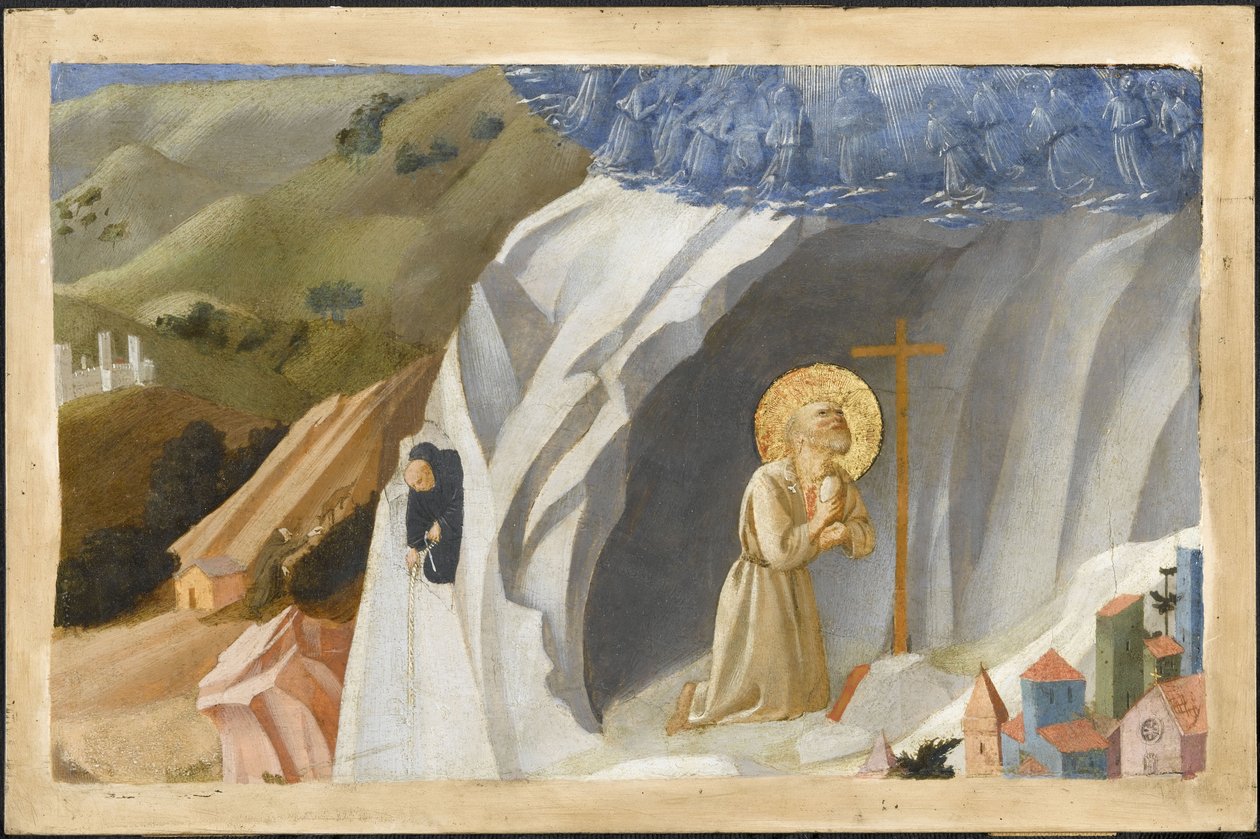 San Benito tentado en el desierto, 1430 de Fra Giovanni Angelico da Fiesole