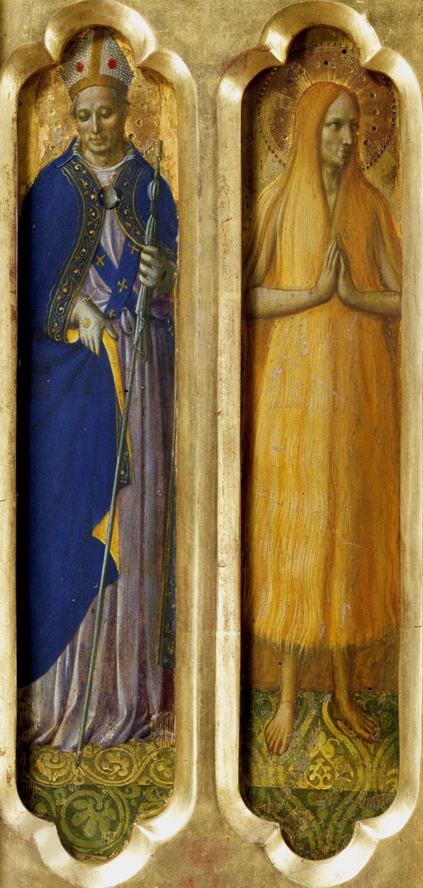 Santos Luis de Tolosa y María de Egipto del Retablo de Perugia, ca. 1437 de Fra Giovanni Angelico da Fiesole
