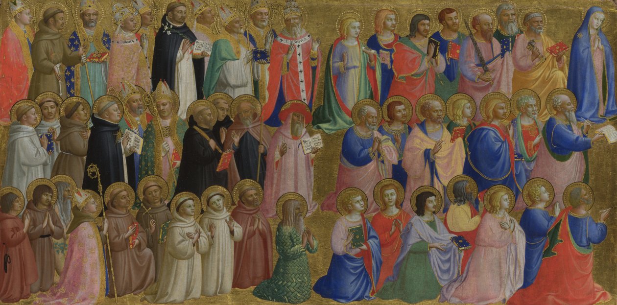 La Virgen María con los Apóstoles y otros Santos, Panel del Altar de San Domenico de Fiesole, c. 1423-1424 de Fra Giovanni Angelico da Fiesole