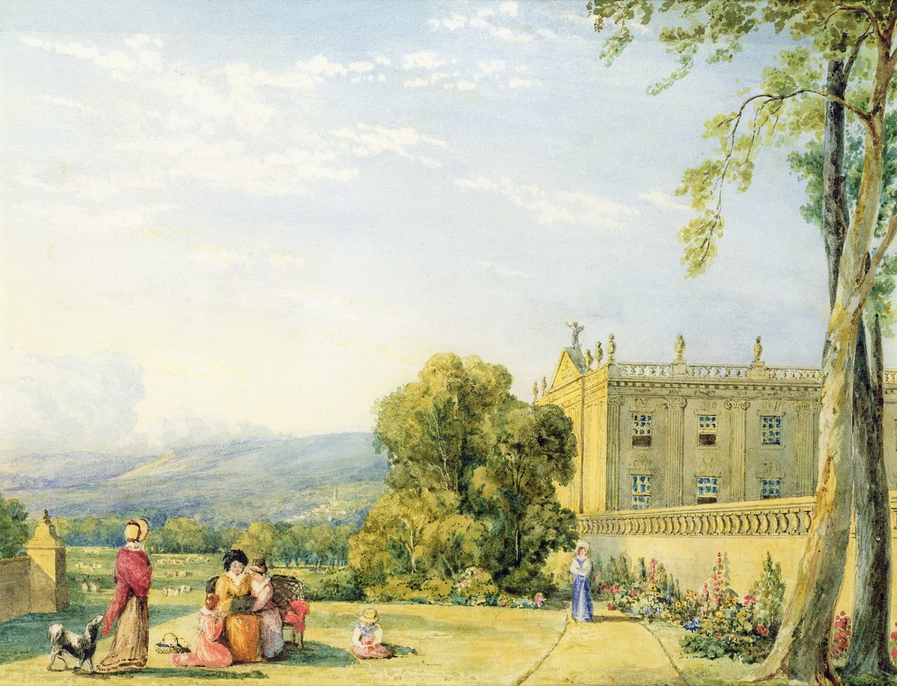 Vista de Chatsworth, Derbyshire, c.1820 de Frances Elizabeth Swinburne