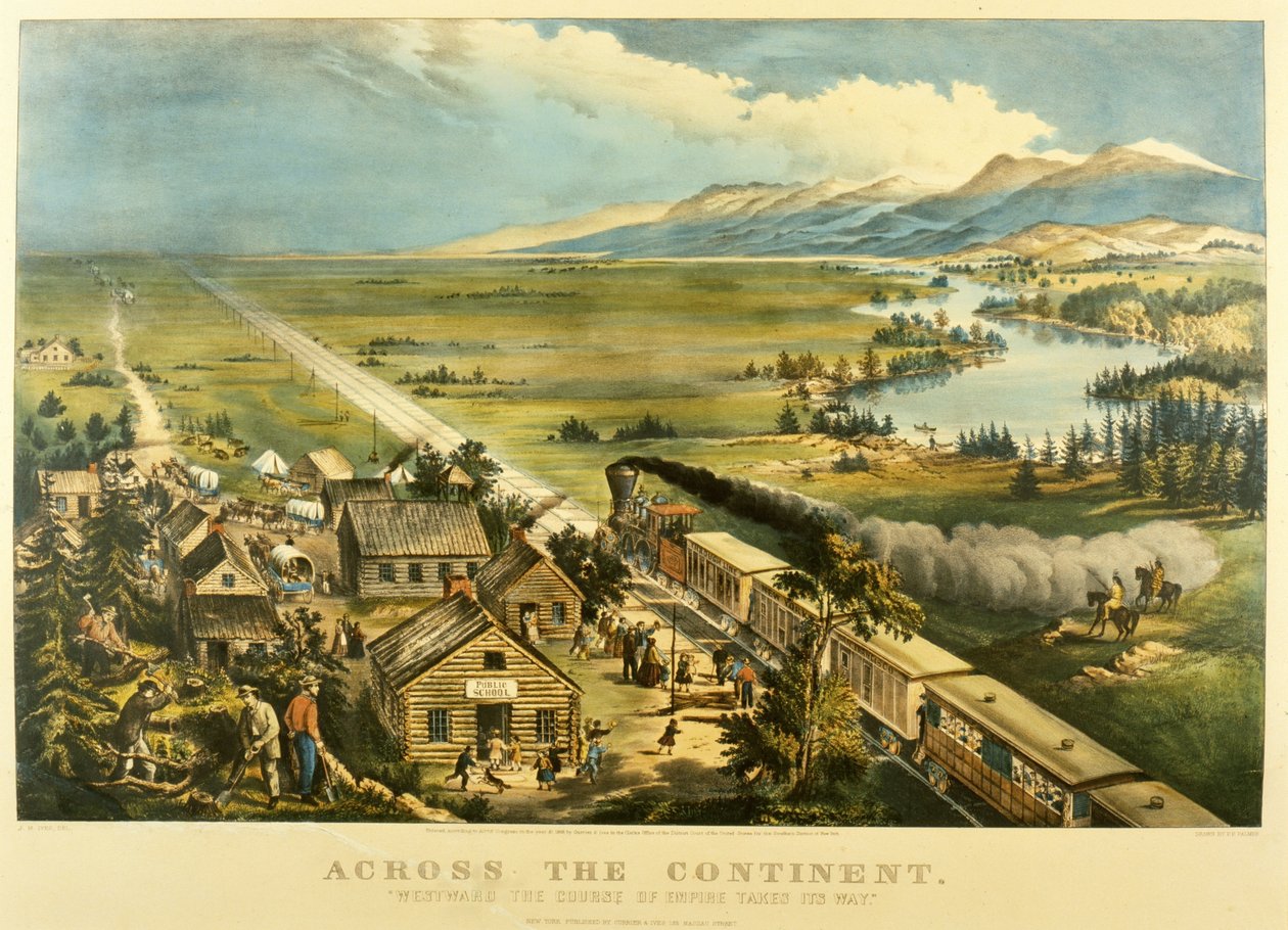 A través del Continente, Hacia el Oeste el Curso del Imperio avanza, 1868 de Frances Flora Bond Palmer