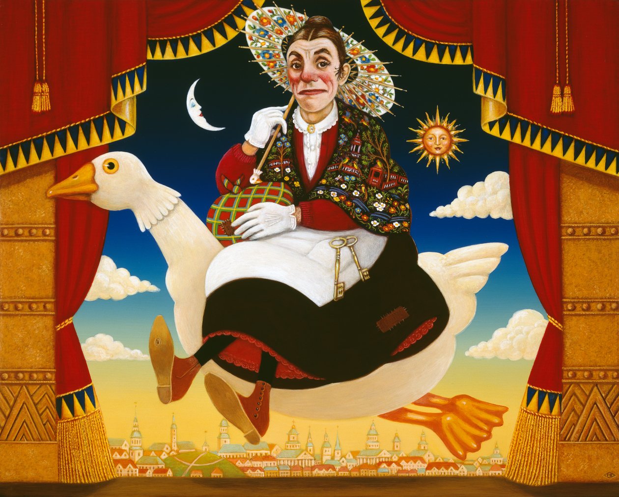 Dan Leno (1860-1904) como Madre Ganso de Frances Broomfield