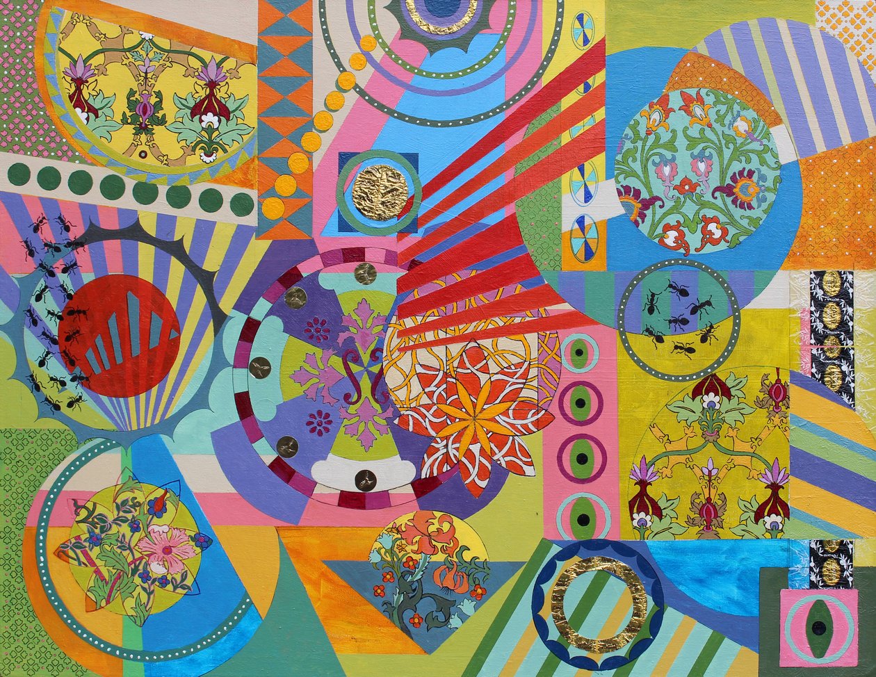 En mi jardín hay muchos colores, 2024 (técnica mixta sobre lienzo) de Frances Ferdinands