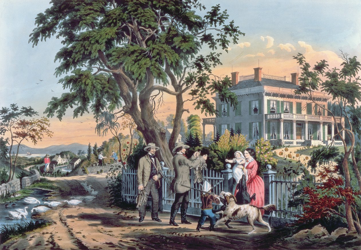 Después de la caza, grabado por Nathaniel Currier (1813-88) 1855 de Frances Flora Bond Palmer