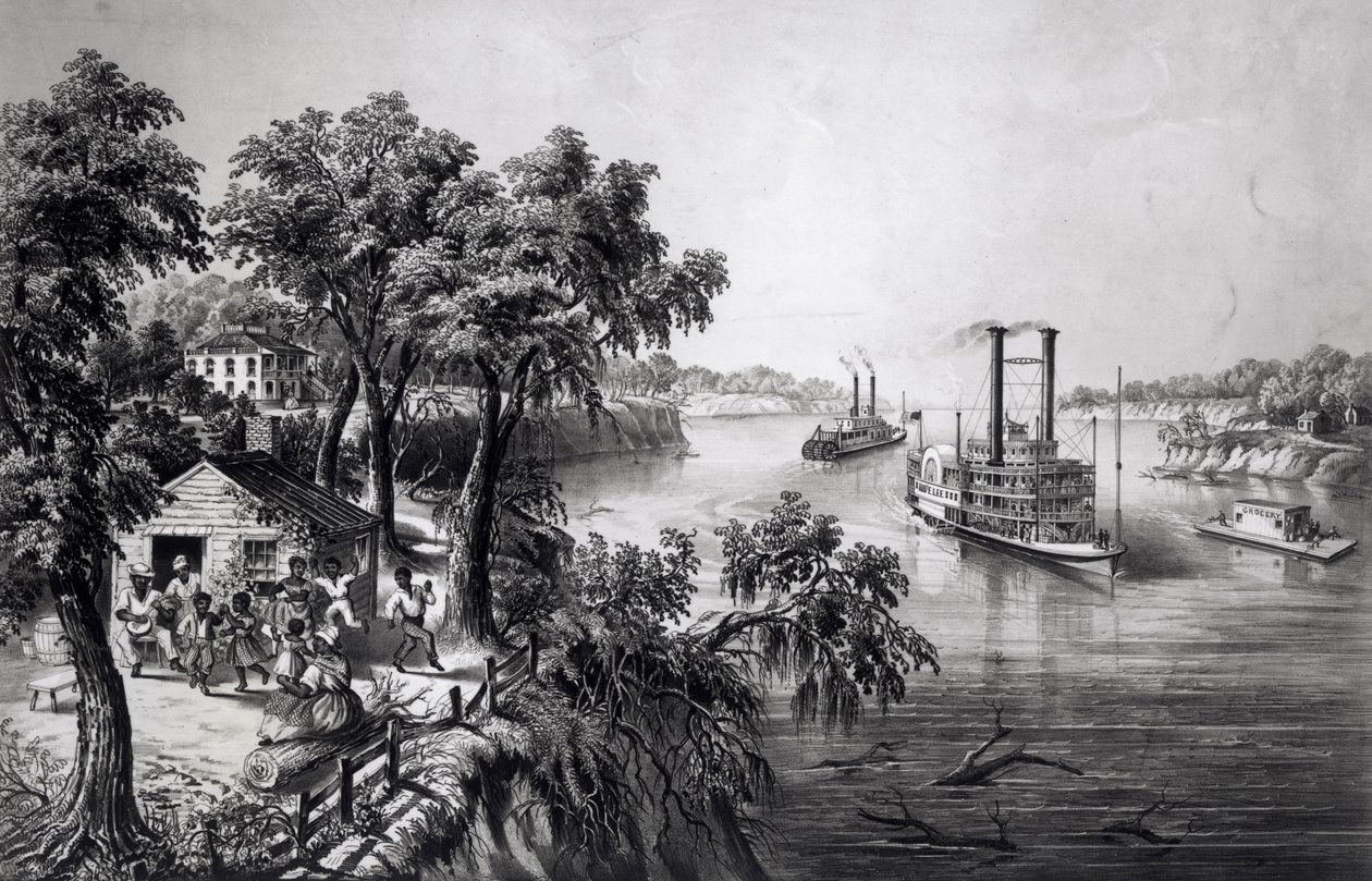 Bajo nivel de agua en el Mississippi, pub. por Currier e Ives, 1867 de Frances Flora Bond Palmer