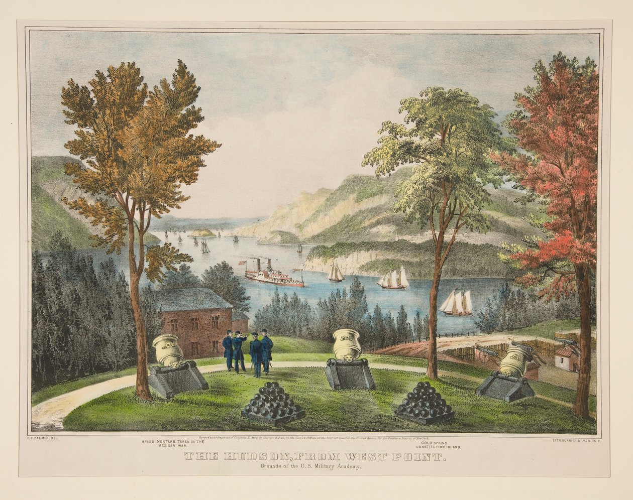 El Hudson, desde West Point. Terrenos de la Academia Militar de EE. UU. de Frances Flora Bond Palmer