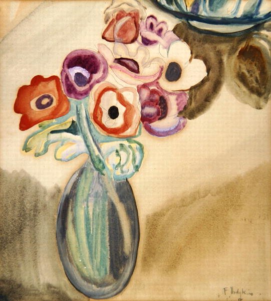 Jarra de flores (acuarela sobre papel) de Frances Hodgkins