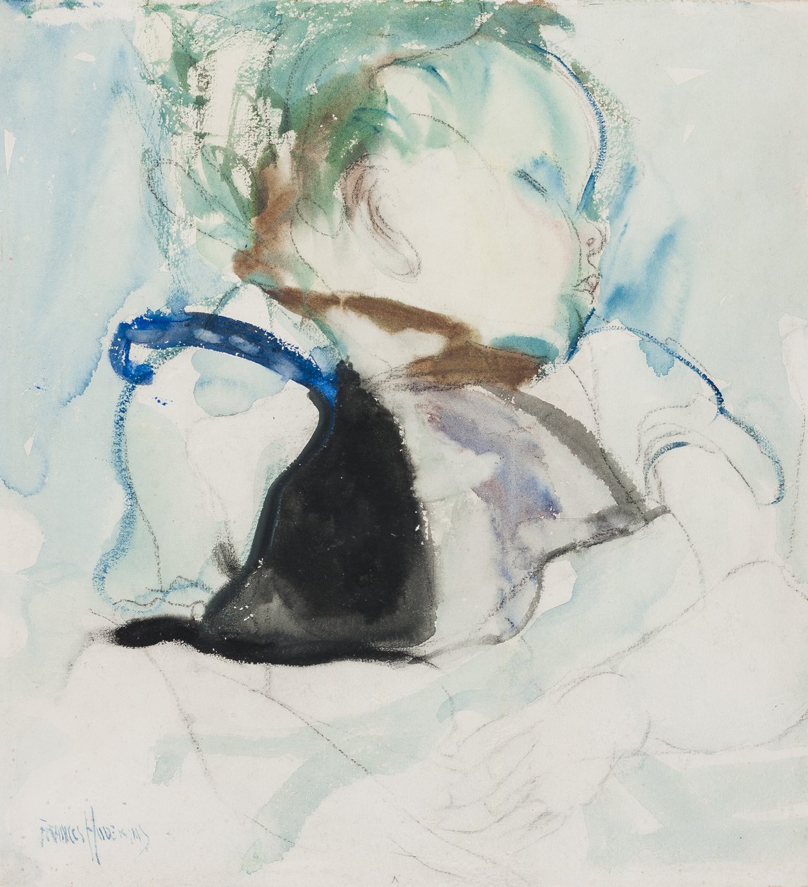 Bebé dormido, c.1905 (tinta y acuarela sobre papel) de Frances Hodgkins