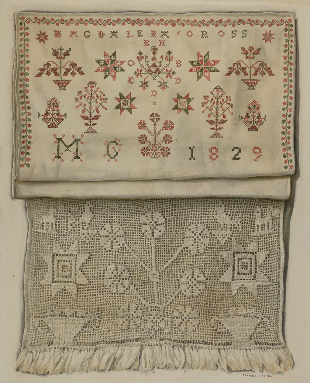 Toalla de exhibición de 1829 de Frances Lichten