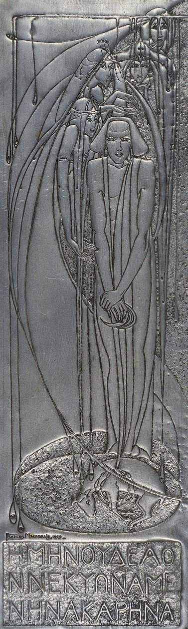 Placa de metal repujado blanco, 1893 de Frances Macdonald