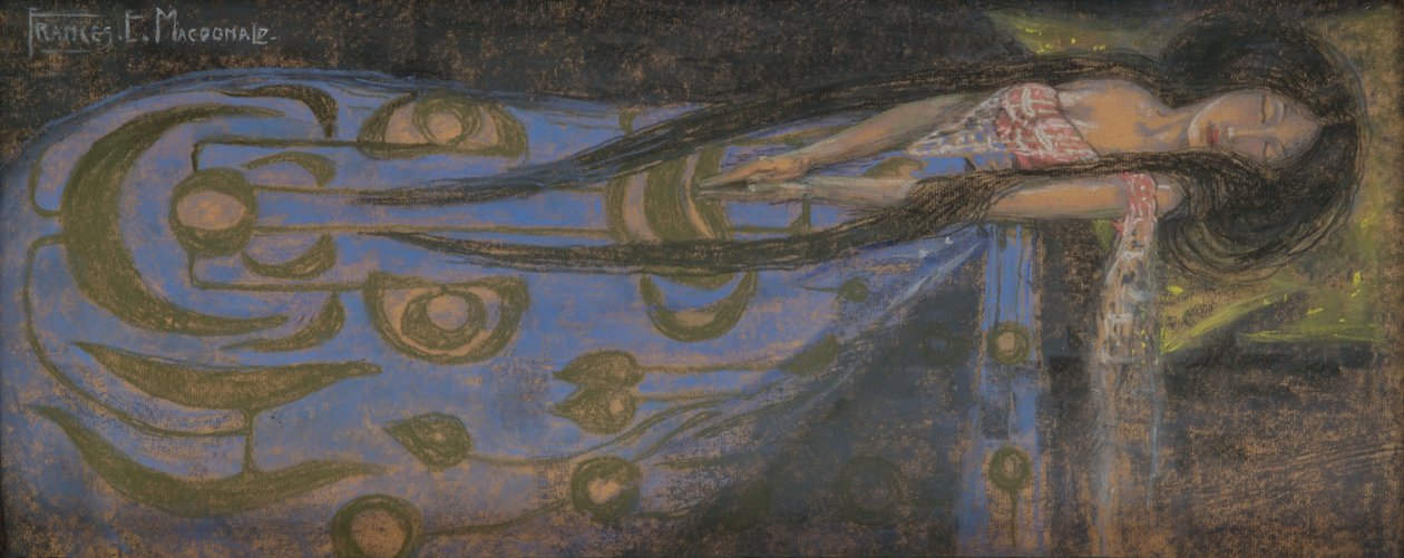 La princesa dormida, hacia 1896 (pastel, acuarela, papel) de Frances Macdonald