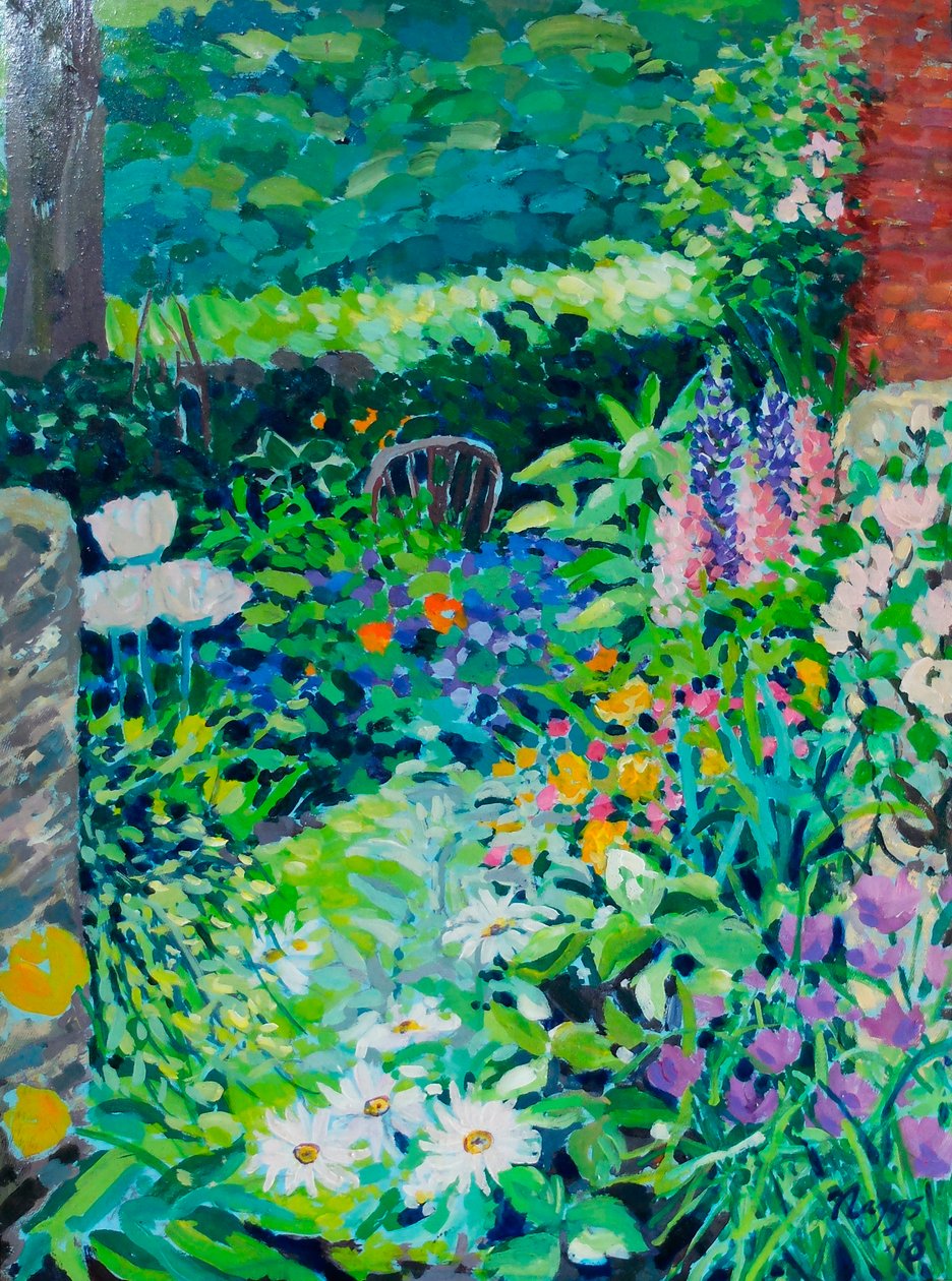 Jardín campestre inglés, 2018 (acrílico sobre lienzo) de Frances Naggs