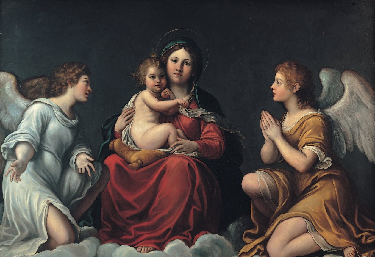 Madonna con el niño y ángeles de Francesco Albani