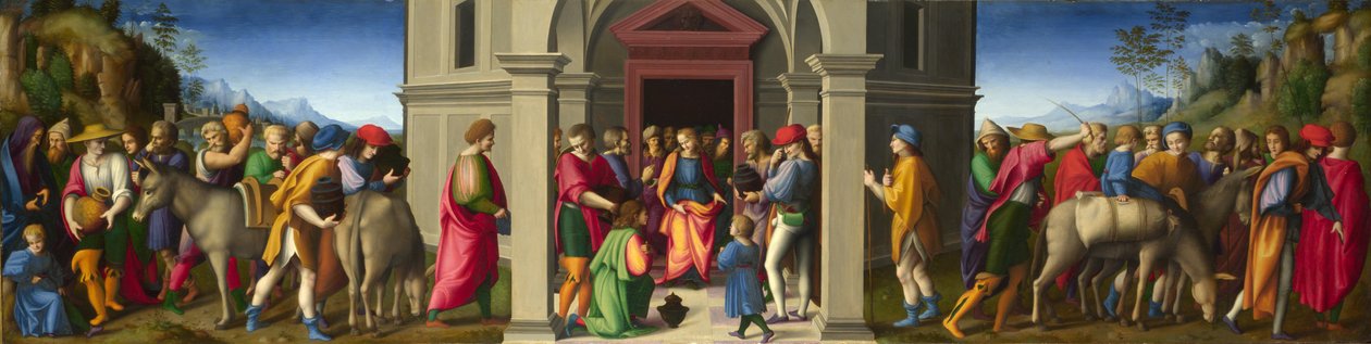 José recibe a sus hermanos en su segunda visita a Egipto de Francesco Ubertini Bacchiacca