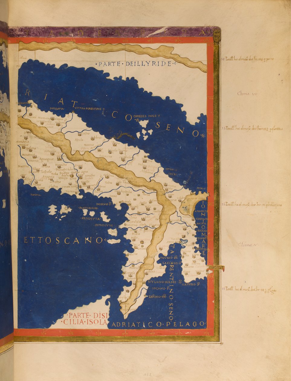 Mapa de Italia basado en la Geografía de Ptolomeo, 1480 de Francesco Berlinghieri