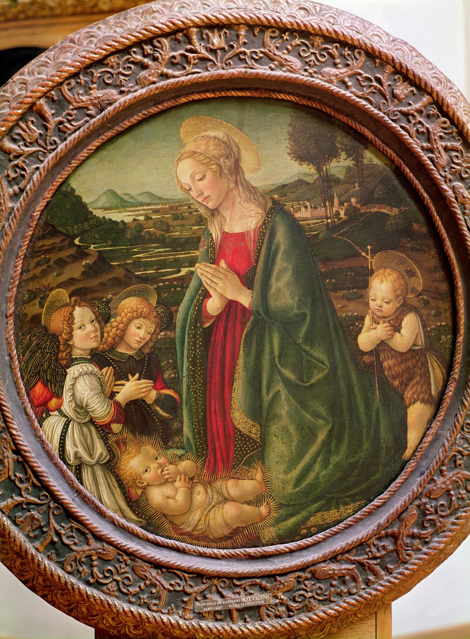 La Virgen adorando al Niño Jesús con San Juan Bautista y dos ángeles de Francesco Botticini