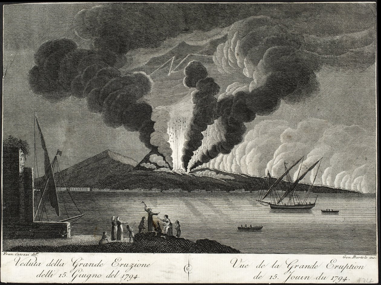 Vista de la gran erupción, 15 de junio de 1794 de Francesco Catozzi