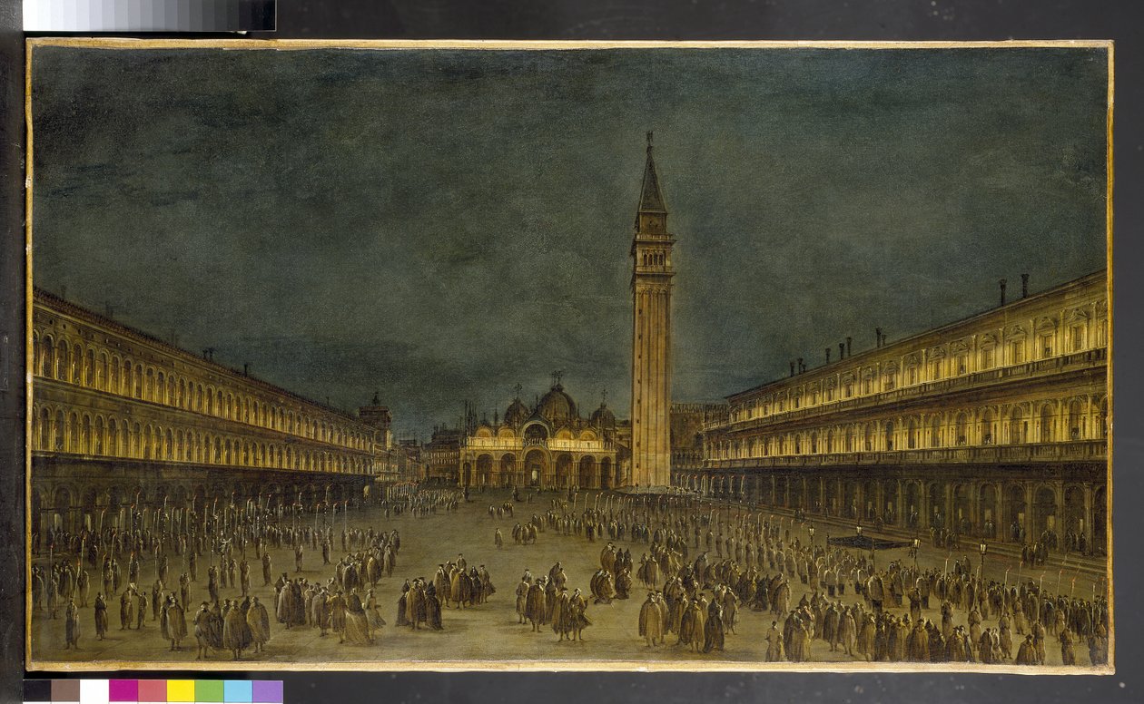 Una procesión nocturna en la Piazza San Marco, 1750-60 de Francesco Guardi