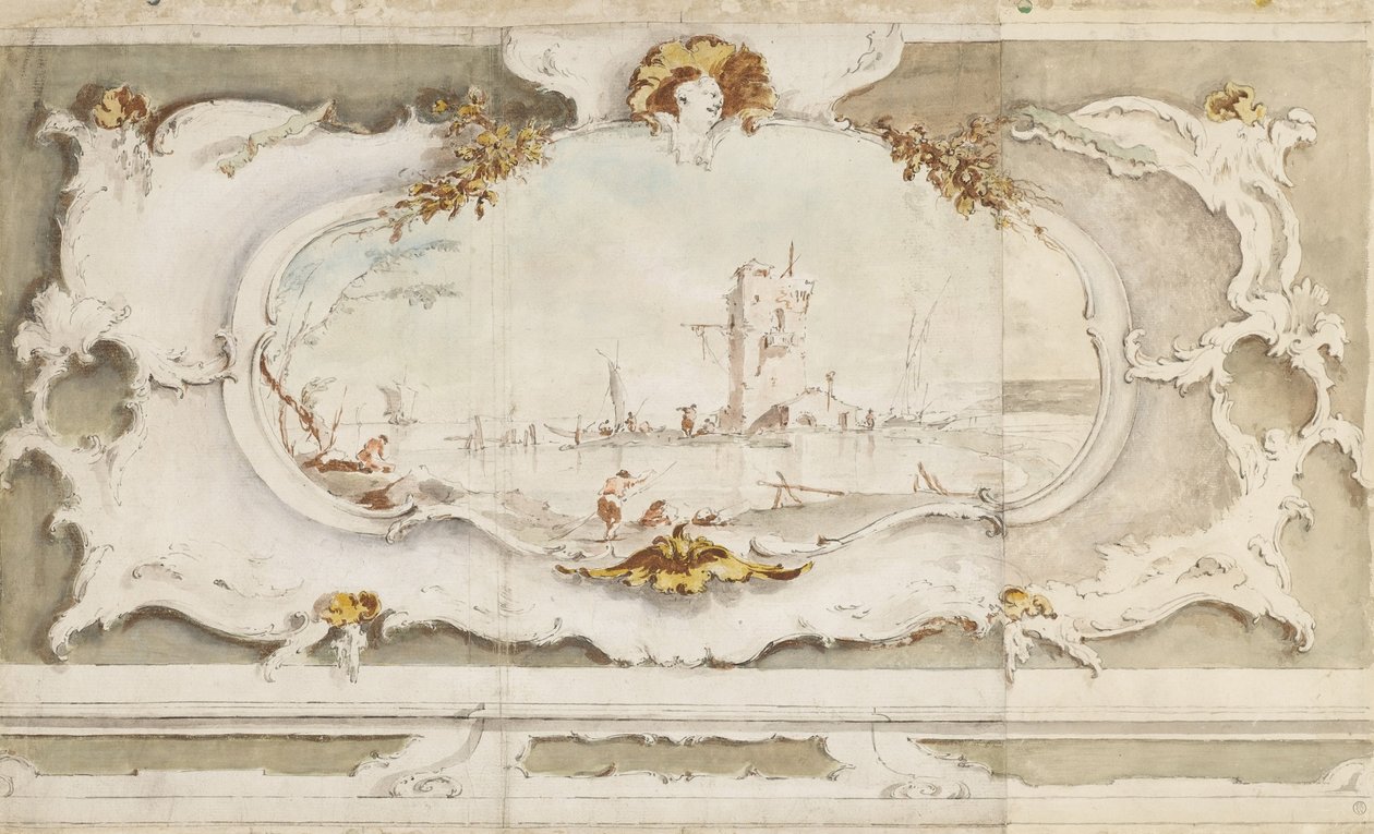 Cartucho Decorativo con un Paisaje de Francesco Guardi