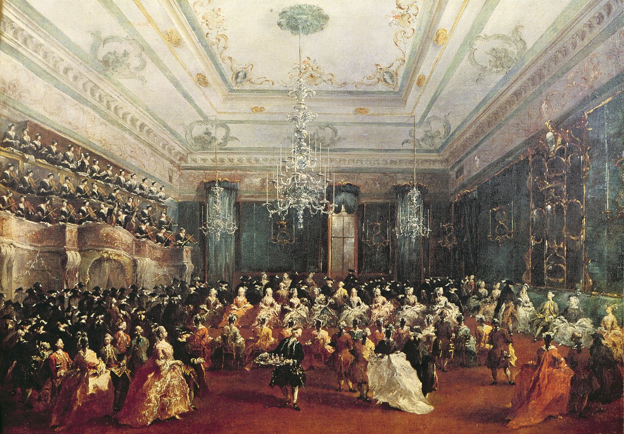 Concierto de gala dado en enero de 1782 en Venecia para el Zarevich Pablo de Rusia y su esposa, María Feodorovna de Francesco Guardi