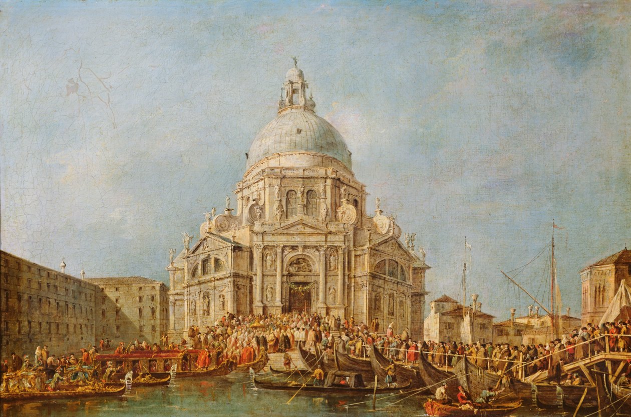 El Dogo de Venecia en la Festa della Salute, 21 de noviembre, para conmemorar el fin de la peste de 1630, c.1766-70 de Francesco Guardi