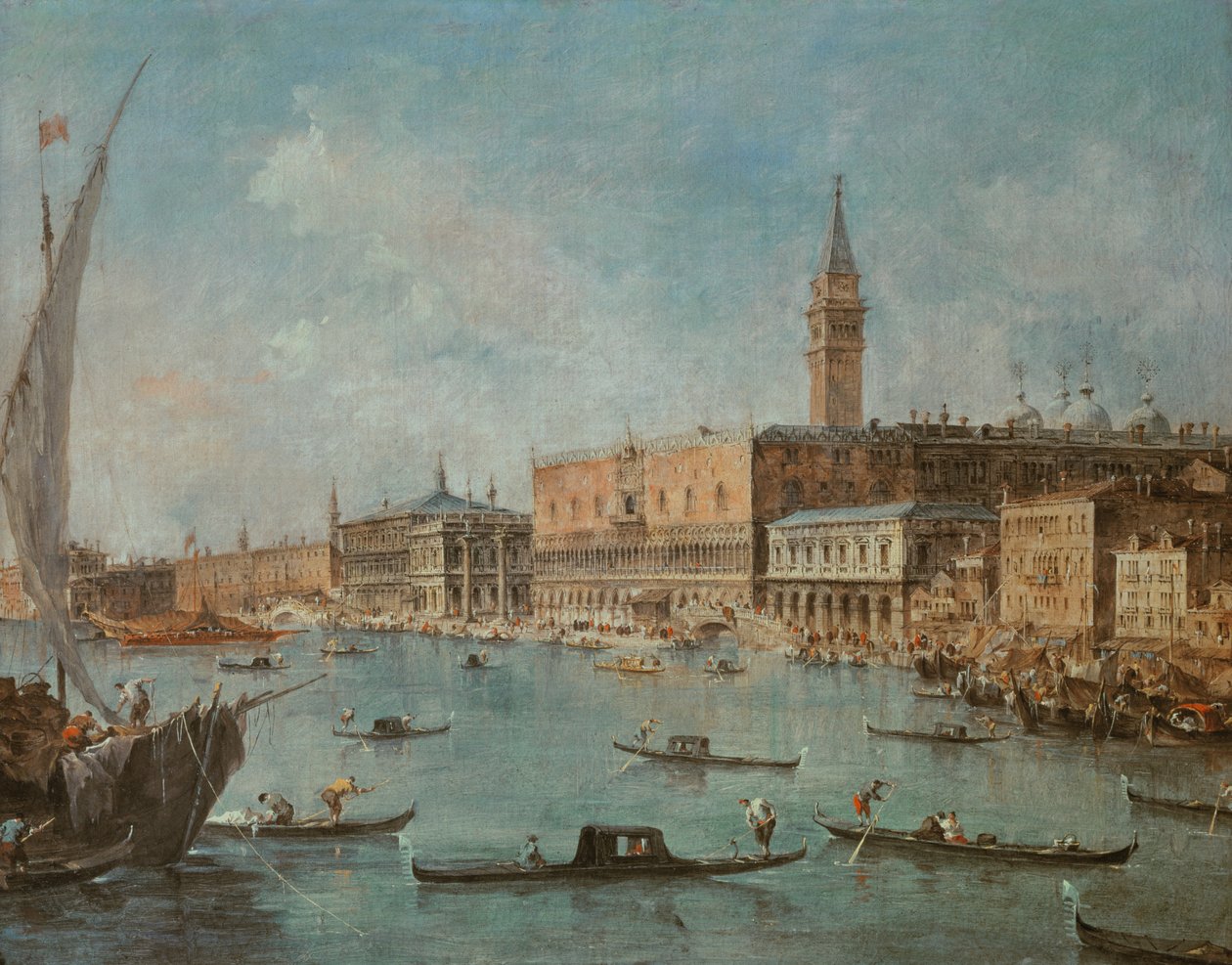 El Palacio Ducal y el Molo desde la Cuenca de San Marco, Venecia, c.1770 de Francesco Guardi