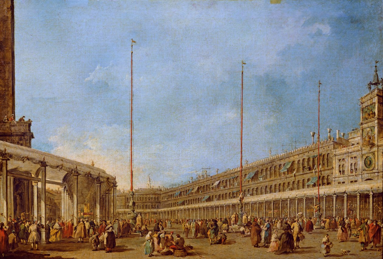 La procesión del Corpus Domini por la Plaza de San Marcos, c.1766-70 de Francesco Guardi