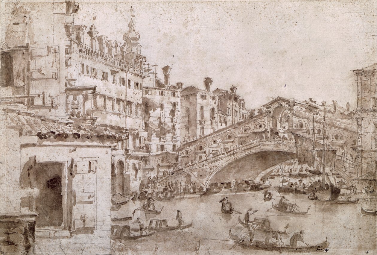 El Puente de Rialto, Venecia de Francesco Guardi