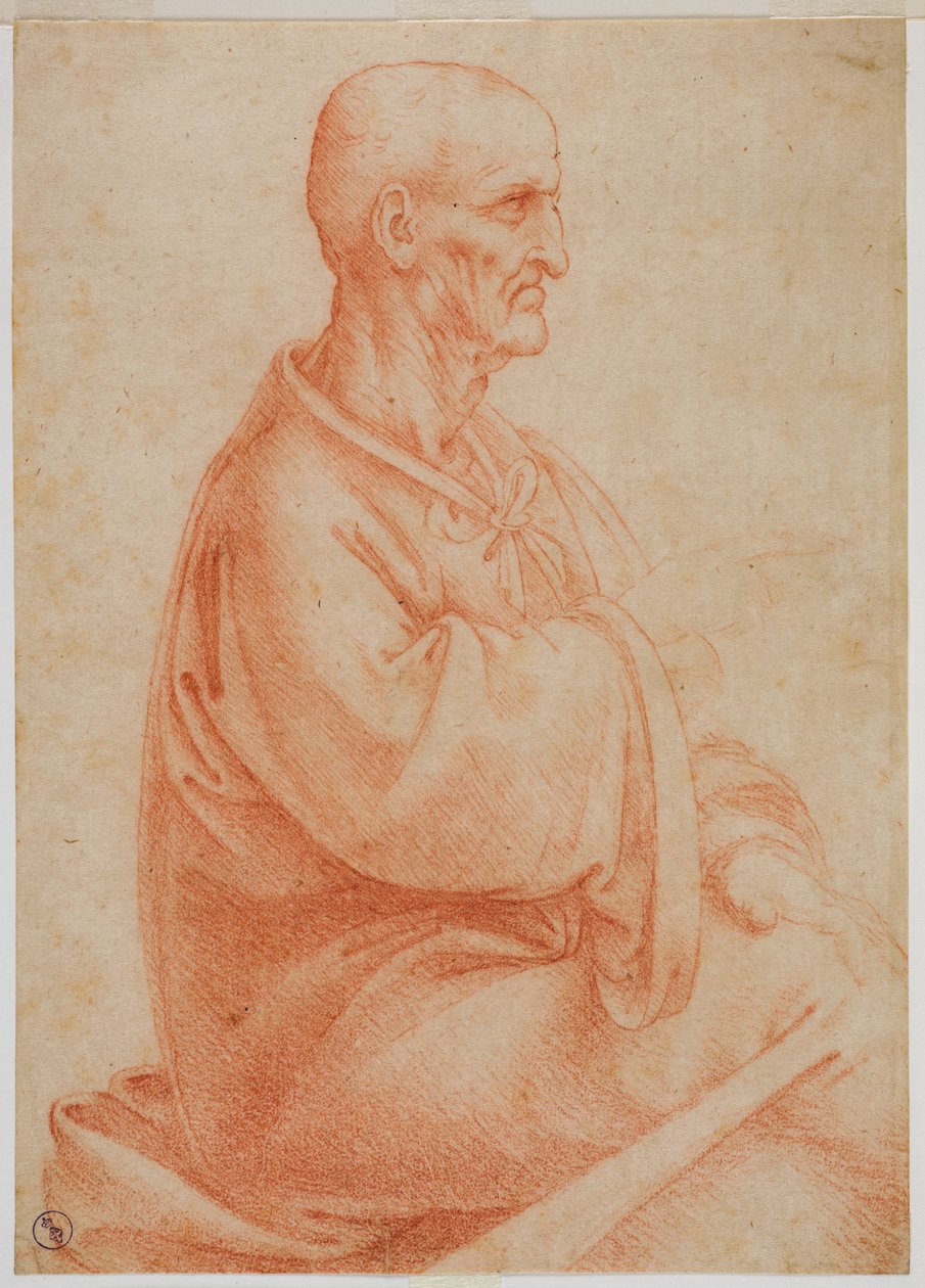 Anciano sentado visto de lado, c. 1495 de Francesco Melzi