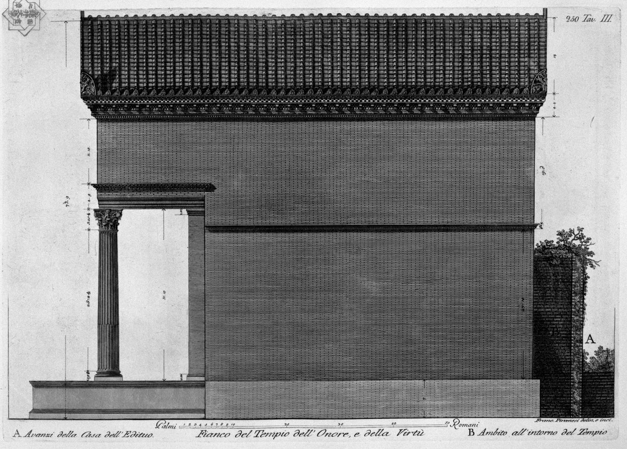 Lado del Templo del Honor y la Virtud de Francesco Piranesi