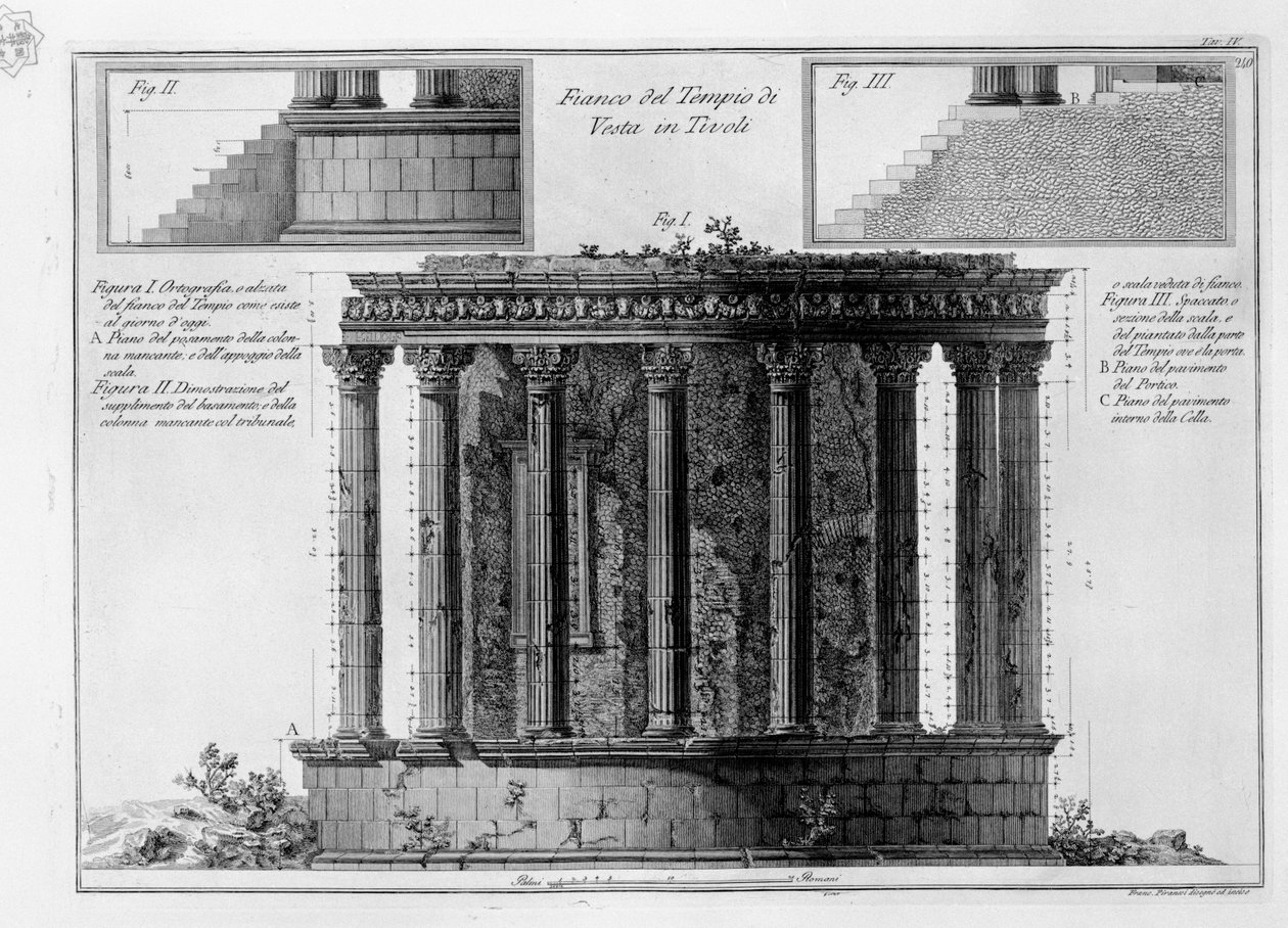 Fianco del Tempio di Vesta in Tivoli de Francesco Piranesi
