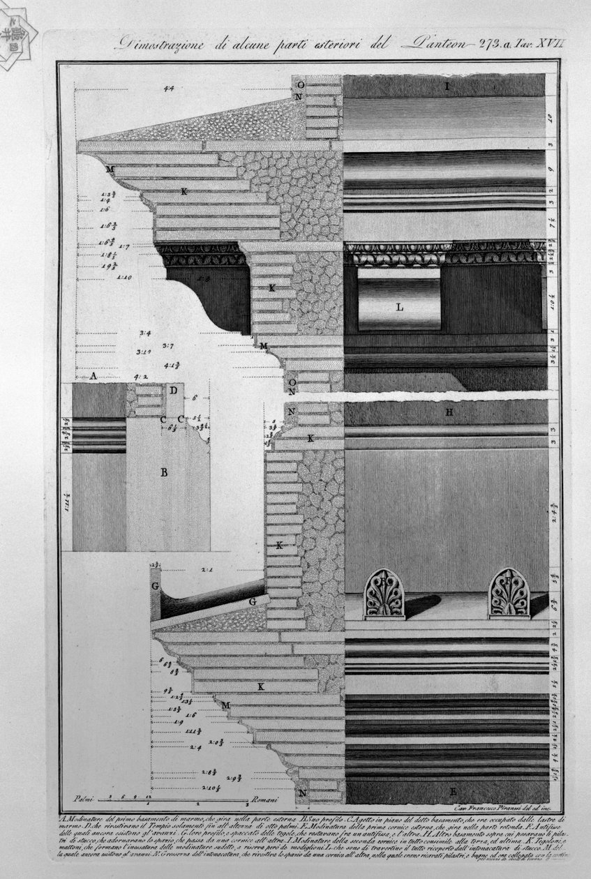 Panteón, lámina XVII de Francesco Piranesi