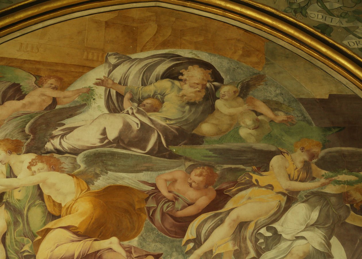El Muro Oeste de la Capilla Rayonnant de la Abadía, detalle sobre La Anunciación de Francesco Primaticcio